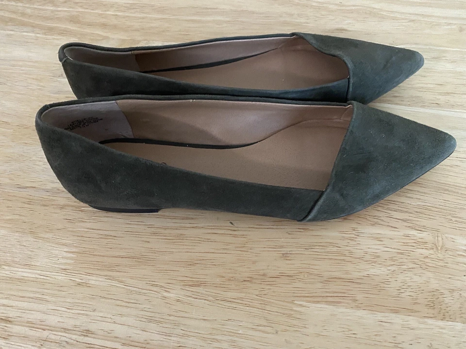 Crown Vintage Ballet Pisos 7.5 Gamuza Verde Puntera Punta Foto 2 de 4