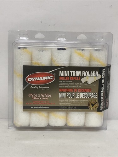 Lot Of (4) Dynamic Mini Trim Roller 6''/po x 3/8''/po 10 Pack (40 Covers total) - Picture 2 of 3