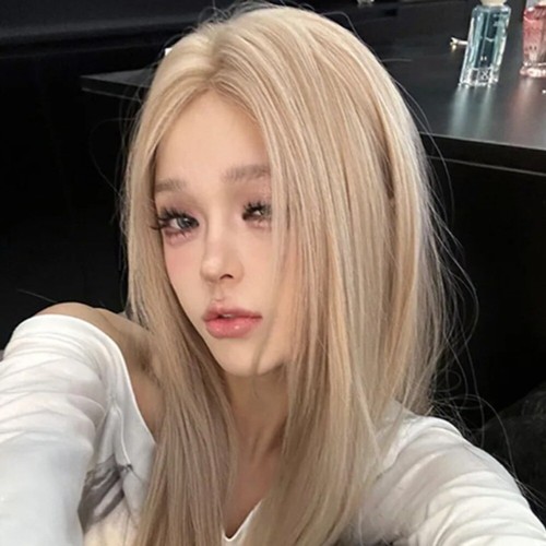 Champagne Gold Synthetic Lace Front Wig Long Straight Hair Lace Wigs - Picture 3 of 14