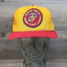 Vintage USMC Snapback Trucker Hat U.S Marine Corps Hat Stitched USA New Era