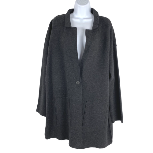 Eileen Fisher Notch Collar Jacket Large Merino Wool Blend Felted NWT CJ-1170