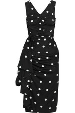 DOLCE & GABBANA Ruched draped polka-dot silk-blend dress IT:40/US:4(6) $2395