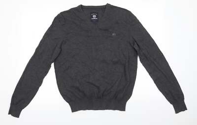 LERROS Herren Pullover grau V-Ausschnitt Baumwollmischung Größe S - anthrazitgrau
