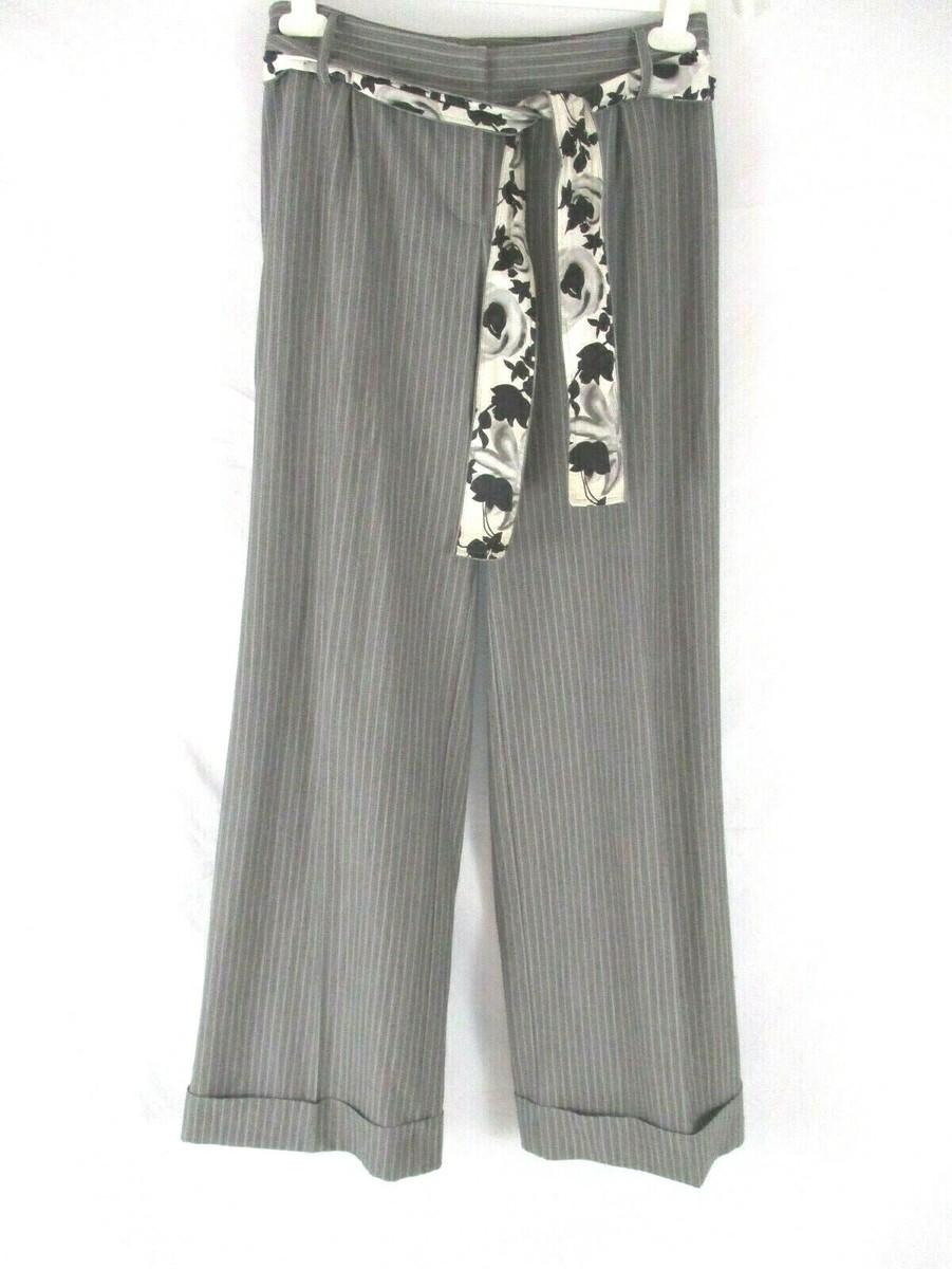 White House Black Market WHBM Womens Dress Pants Gray Stripe Size 4 Career  DD332
