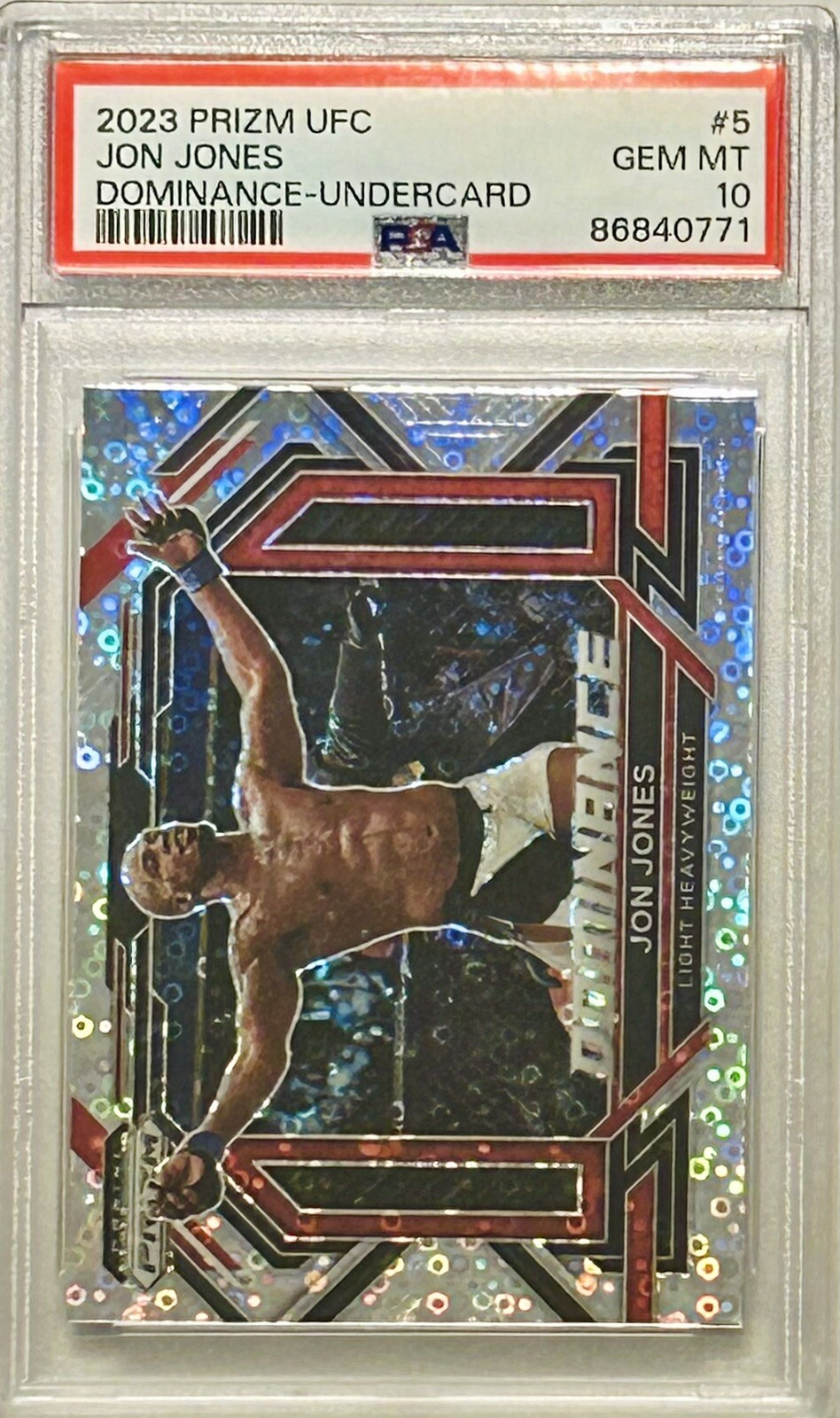 2023 Panini Prizm UFC Jon “BONES” Jones Dominance Undercard #5 PSA 10 Gem Mint view 3