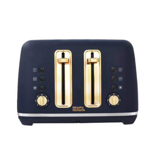 Morphy Richards Accents Rose Gold 4-Slice Toaster in Navy - Image 2