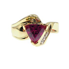 14k Solid Yellow Gold Natural Purple Garnet and Diamond Trillion Cut Ring Size 5 — photo 5