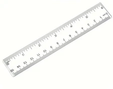 6 Inch Clear Ruler Light - 15 Centimeter/Inch Measure - Plastic Tool Grading
