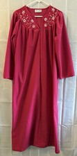 Vintage Anne Leslie House Coat Robe Pink Velour 3/4 Zip Womens L Modest Grandma