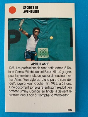 TENNIS STAR USA ARTHUR ASHE VERY RARE ROOKIE CARD FRENCH EDITION 1987