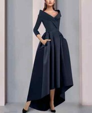 Blue Mother of the Bride Dresses With Pockets A-Line Satin Godmother Pleats