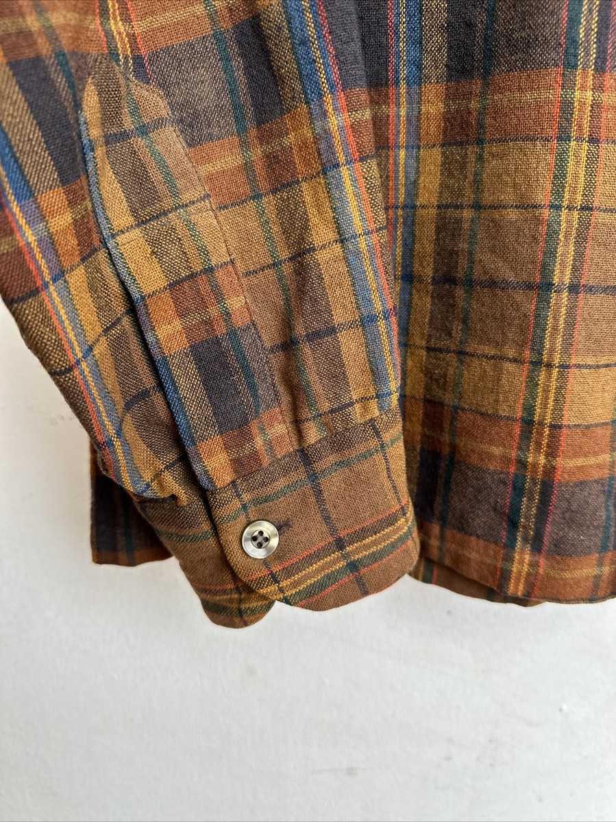 mens vintage pendleton wool shirt M made in USA, loop collar, flap