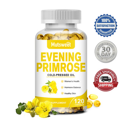 120pcs Organic Evening Primrose Capsules 1300mg,Cold-Pressed Oil,Women s Health