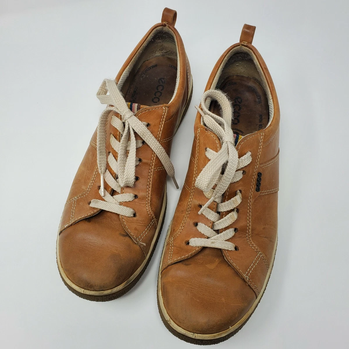 Ecco Mens Vegetable Lined Insoles Tech Shoes Sz 40 Tan with Laces