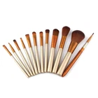 12Pcs Make Up Brushes Tool Makeup Foundation Blusher Brown Gold New 100Set Hot