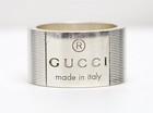 GUCCI 925 Sterling Silver Unisex Trademark Ribbed Mille Striped Wide Band Ring — photo 5