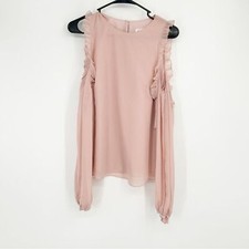 NWT Eliza J. Pink blush Cold Shoulder Chiffon Ruffle Blouse Size 6