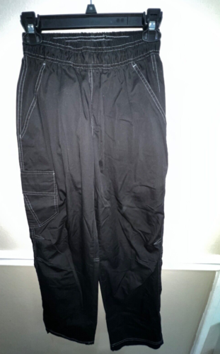mens chefs black pants size S small pockets elastic waistband unisex - Picture 1 of 7