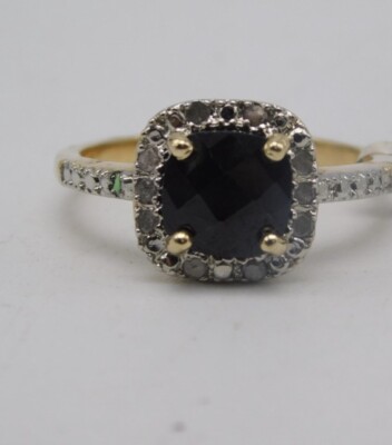 Ring Sterlingsilber goldfarben Größe 6 Diamant und Saphir