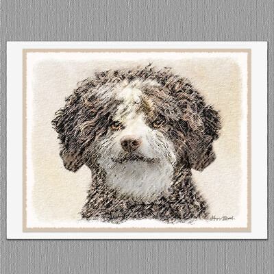6 Portuguese Water Dog Blank Art Note Greeting Cards