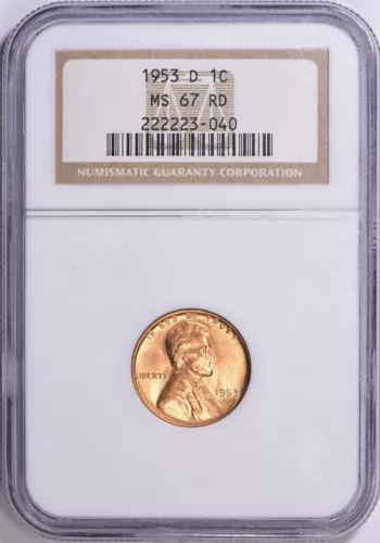 1953 D Lincoln Cent NGC MS67 RED