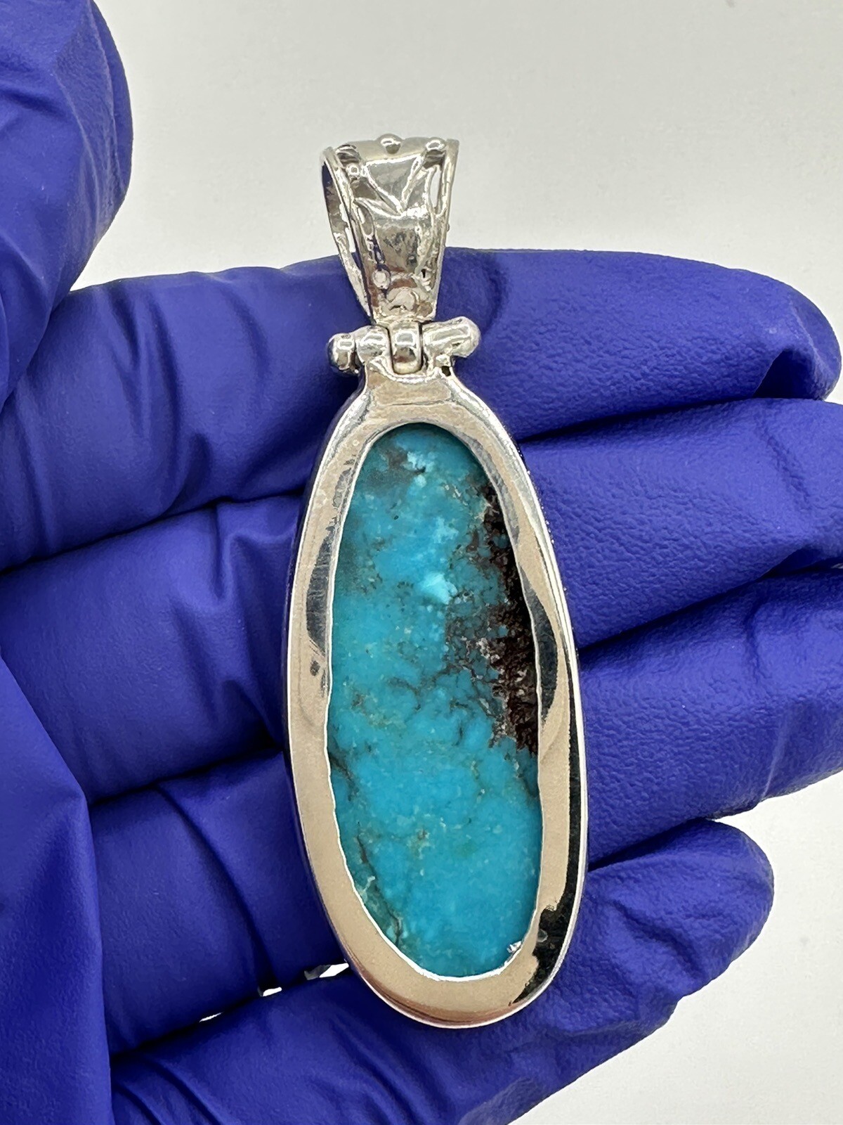 Unique Solid Sterling Silver 925 Long Oval Blue T… - image 16