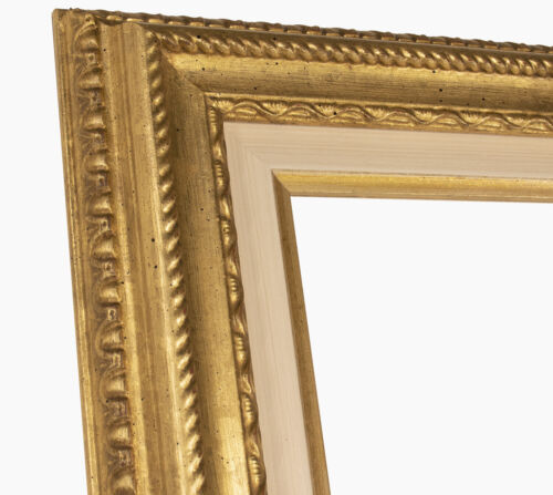 Cadre en bois à la feuille d'or art. 410.010 avec marie louise 135.096  mesures - Afbeelding 1 van 5
