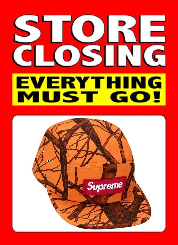 Casquette de camp camouflage arbre suprême orange vintage fermeture de magasin !!