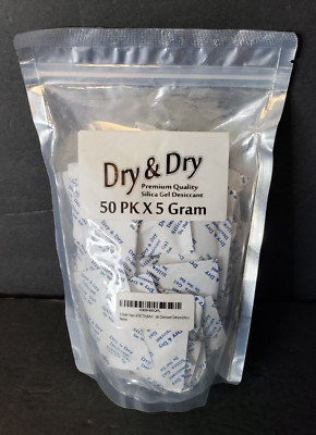 Lot 50 Packets 5g Grams Silica Gel Desiccant  Moisture Absorber Dry & Dry New