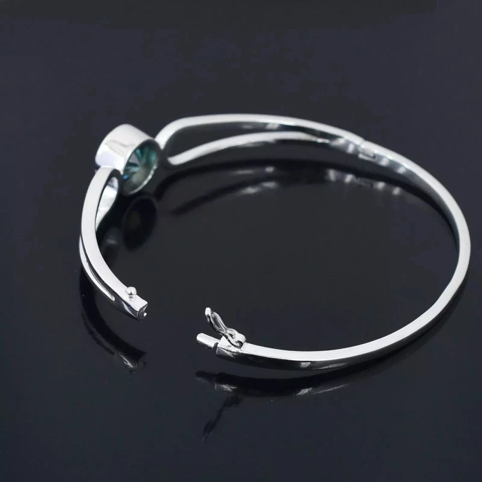 Сертифицированный красивый синий браслет-солитер с бриллиантами 5 карат, серебро 925 пробы - Изображение 4 из 4