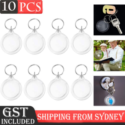 10PCS Keyring Clear Acrylic Photo Key Chain Picture Frame Blanks DIY Rings Gifts - Picture 1 of 12