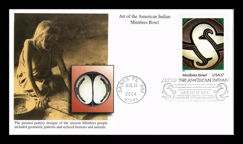 NATIVE AMERICAN INDIAN  MIMBRES BOWL 2004 MYSTIC CACHET FDC UNADDR