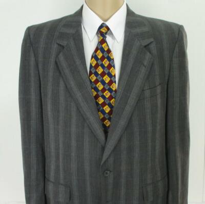 42 R Lanvin Gray Plaid Wool Blend 2 Btn Mens Jacket Sport Coat Blazer