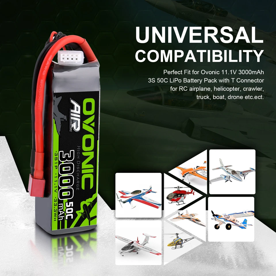 2x Ovonic 11.1V 50C 3000mAh 3S Lipo Akku T für RC Auto LKW 1/16 1/14 Heli Boot - Bild 2 von 4