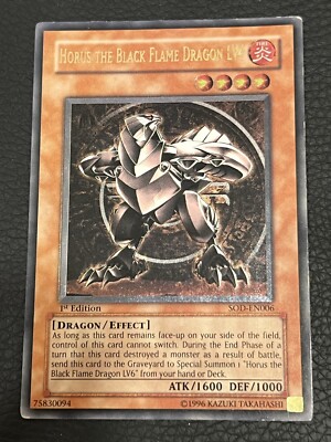 Yugioh! Horus the Black Flame Dragon LV4 SOD-EN006 Ultimate Rare 1st Edition LP