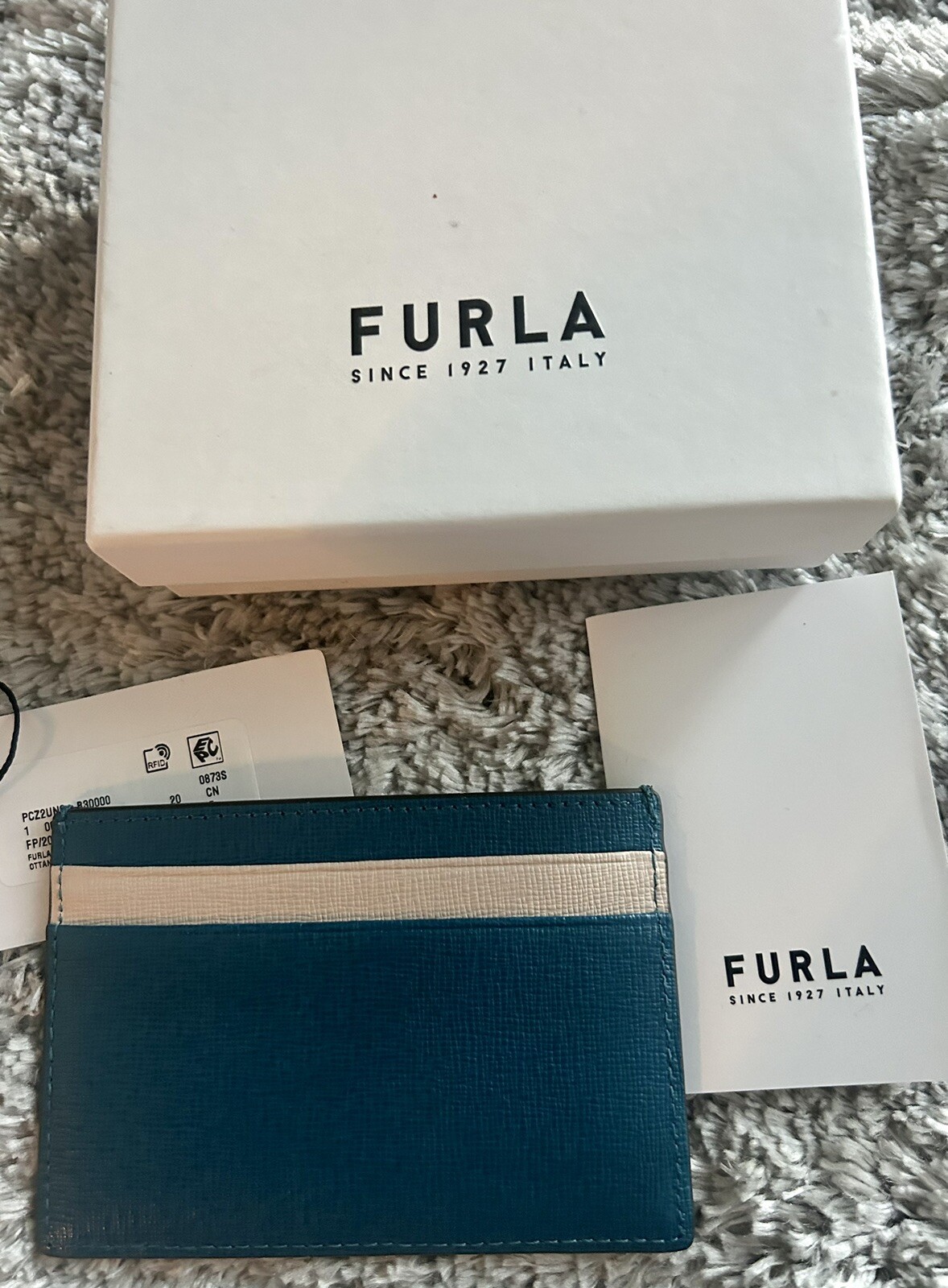 Furla Babylon Card Holder, Brand New. Leather. Blue Green & Nude Combi. RRP $120 image 6