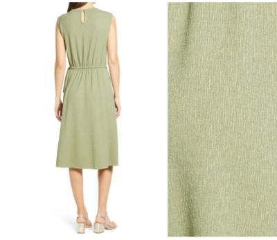 MAGGY LONDON Pesto Sage Green Textured Draped Tie Waist Drawstring Dress 6  = S | eBay
