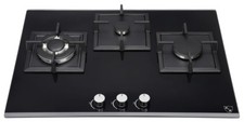 K&H 3 Zonen Glas Gaskochfeld Wok Brenner 70cm Erdgas 3Z-KHGW-3