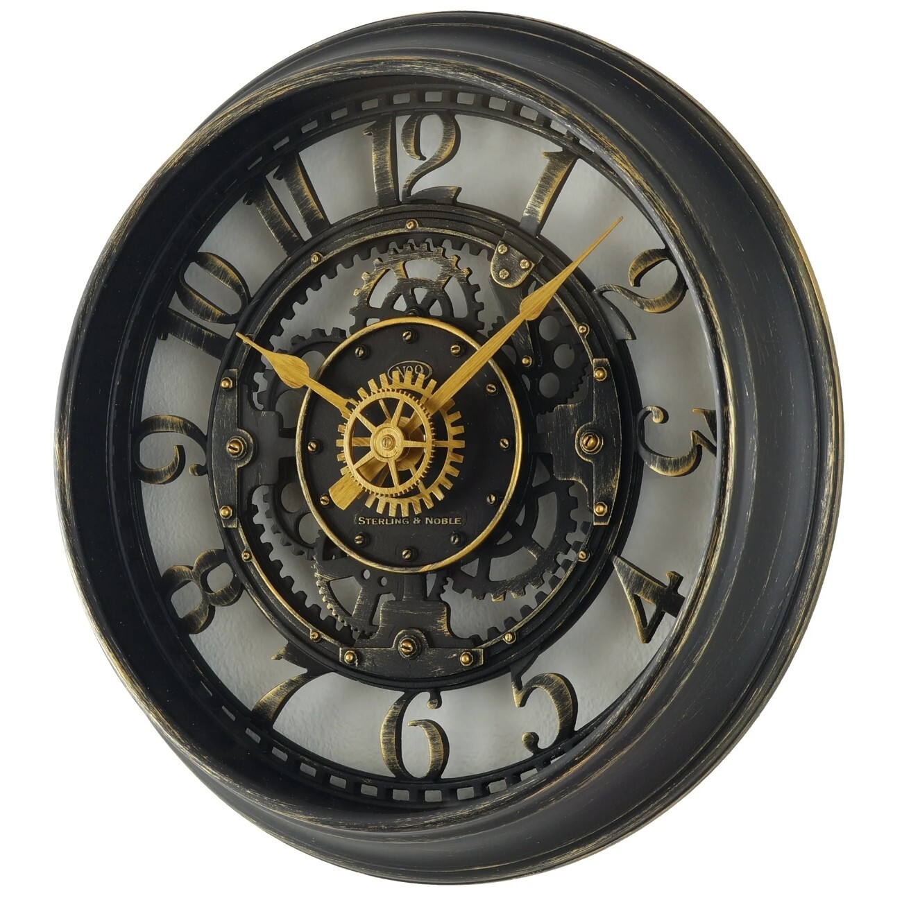 Indoor Round 11.5" Oil Rubbed Bronze Cutout Gear Industrial Analog Wall Clock
