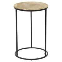 Beistelltisch Abstelltisch Sofatisch Goldgelb Schwarz Metall Ø 41 Cm
