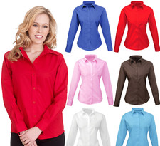 Ladies Shirt Smart Office Formal Work Size 8 to 24 Easy Care Button Blouse NEW