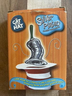 Dr Seuss Cat In The Hat Christmas Ornament Silver Plated The Magic Hat  New Box