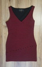 Jack Womens Size L Black & Red Striped Sleeveless Sheath Midi Dress Career Wear 