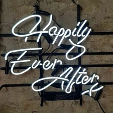 Happily Ever After Neon Sign Light Man Cave Room Wall Hanging Nightlight 20"