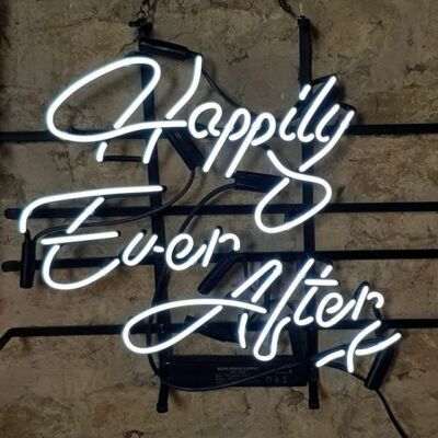 Happily Ever After Neon Sign Light Man Cave Room Wall Hanging Nightlight 20''x16''
