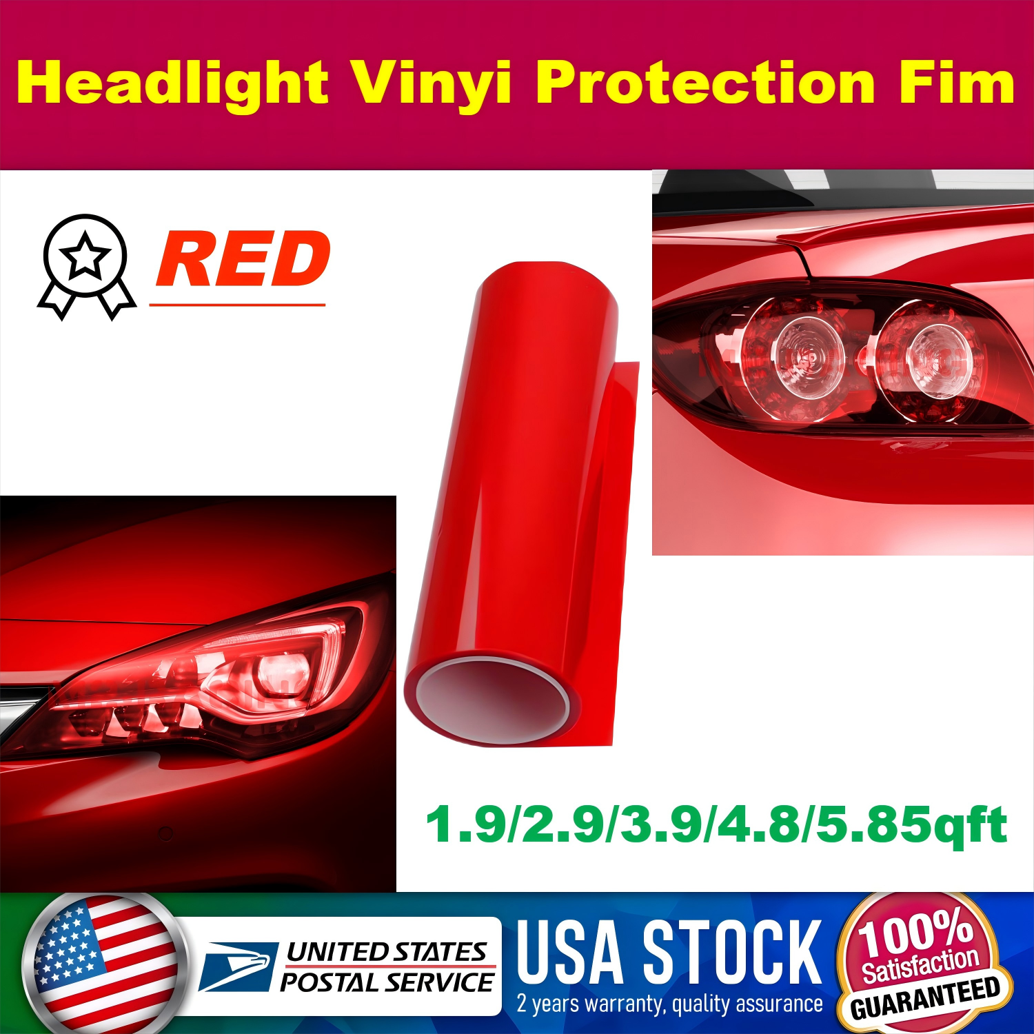 Car Headlight Taillight Fog Light Sticker Tint Protector Film Vinyl Wrap Decals