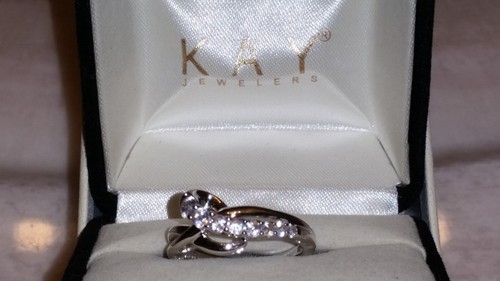 *ELEGANT&SEXY* Kay Jewelers Sterling Silver 8 Lab Created Sapphire Ring (Size 7) - Picture 2 of 6
