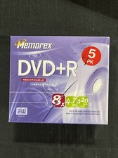 Memorex DVD R 5 Pack 8 x 4.7 GB 120 Min Video Recordable Jewel Case PC Sealed