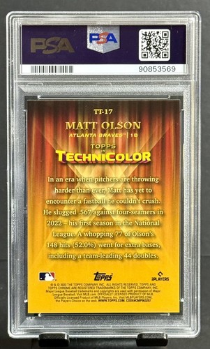 2023 Topps Chrome Logofractor Matt Olson Technicolor Orange Refractor /25 PSA 10 - Picture 2 of 2
