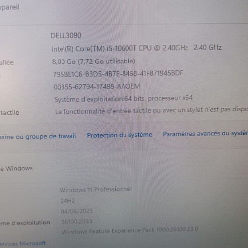 PC Complet avec écran - Dell Optiplex 3090 i5-10600T 8Go RAM DDR4 - 2HDD - Win11 - Photo 6/10